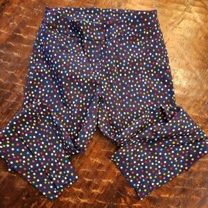 Slim-Sation by Multiples Pull On Ankle Pants Womens Sz 8 BLUE Polka Dot Stretch